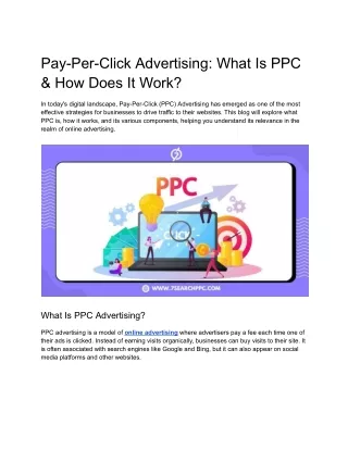 pay per click advertising what is ppc how does
