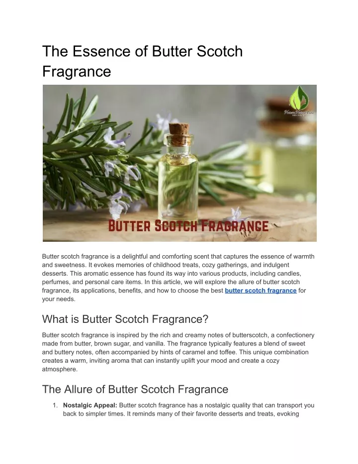 the essence of butter scotch fragrance