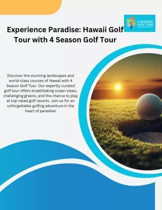 Experience Paradise Hawaii Golf Tour with 4 Season Golf Tour