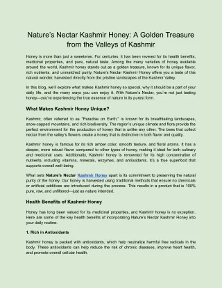 Nature’s Nectar Kashmir Honey_ A Golden Treasure from the Valleys of Kashmir