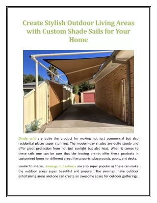 Create Stylish Outdoor Living Areas with Custom Shade Sails for Your Home