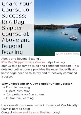 Chart Your Course to Success: RYA Day Skipper Course at Above and Beyond Boating