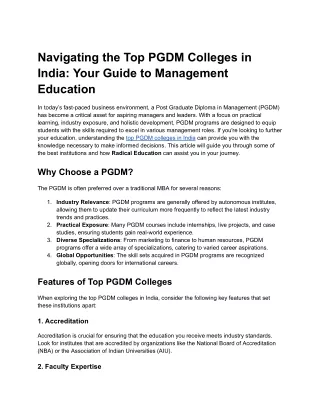 Navigating the Top PGDM Colleges in India_ Your Guide to Management Education