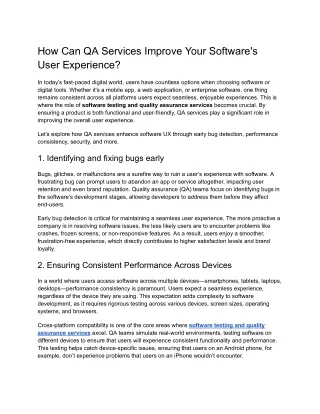 How Can QA Services Improve Your Software's User Experience