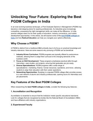 Unlocking Your Future_ Exploring the Best PGDM Colleges in India