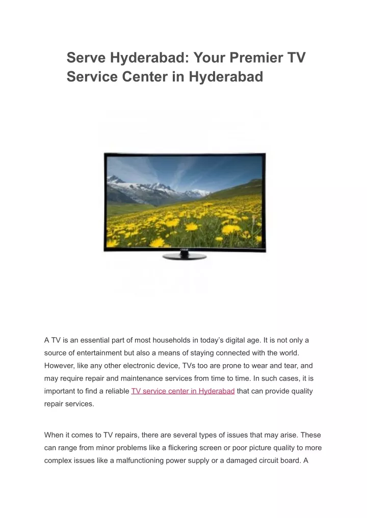 serve hyderabad your premier tv service center