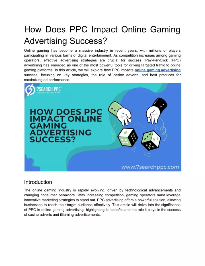 how does ppc impact online gaming advertising