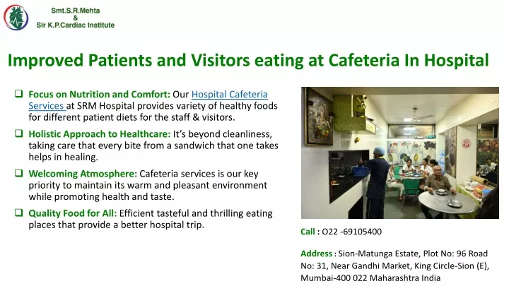 improved patients and visitors eating at cafeteria in hospital