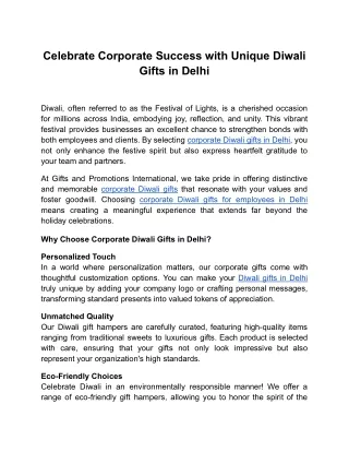 Celebrate Corporate Success with Unique Diwali Gifts in Delhi