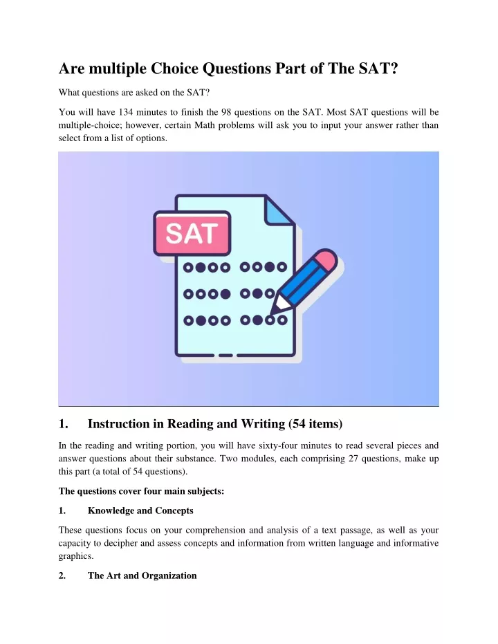 are multiple choice questions part of the sat