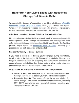 Transform Your Living Space with Household Storage Solutions in Delhi