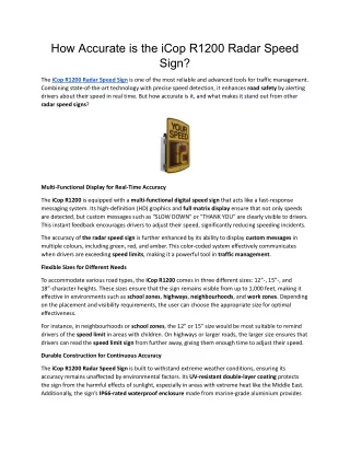 how accurate is the icop r1200 radar speed sign