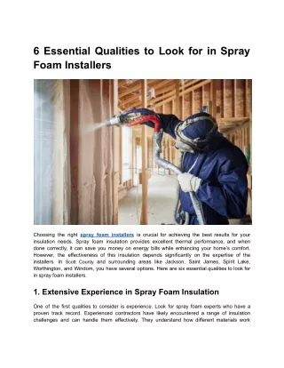 6 Essential Qualities to Look for in Spray Foam Installers