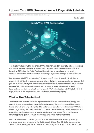launch your rwa tokenization in 7 days with