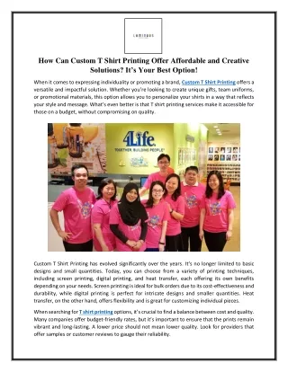 How Can Custom T Shirt Printing Offer Affordable and Creative Solutions It’s Your Best Option.docx