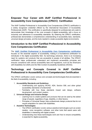 IAAP Certified Professional in Accessibility Core Competencies  Certification