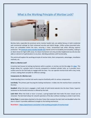 What is the Working Principle of Mortise Lock?