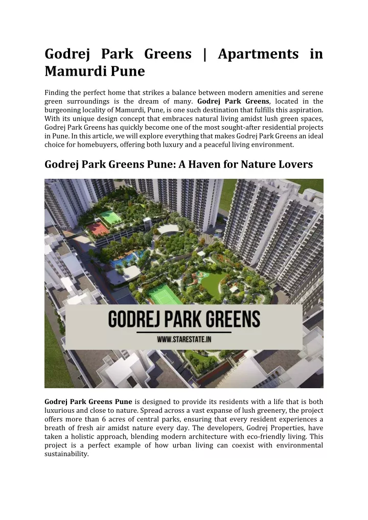 godrej park greens apartments in mamurdi pune