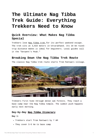 The Ultimate Nag Tibba Trek Guide: Everything Trekkers Need to Know