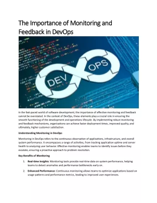 The Importance of Monitoring and Feedback in DevOps