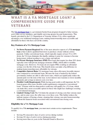 What is a VA Mortgage Loan