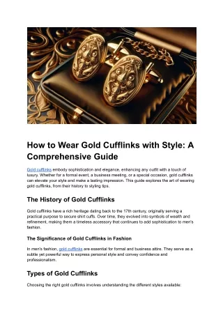 Stylish Essentials: Tie Bar, Money Clip, and Gold Cufflinks