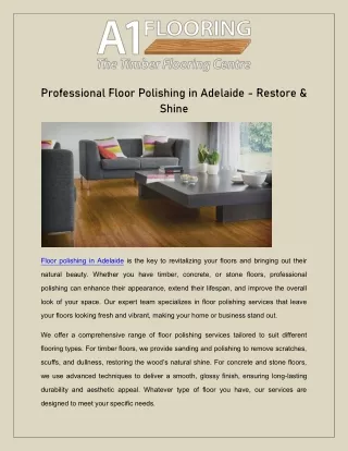 Professional Floor Polishing in Adelaide - Restore & Shine