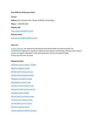 anza wellness recovery center contact