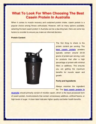 What To Look For When Choosing The Best Casein Protein In Australia