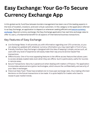Easy Exchange Your Go-To Secure Currency Exchange App