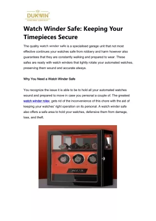 Watch Winder Safe: Keeping Your Timepieces Secure