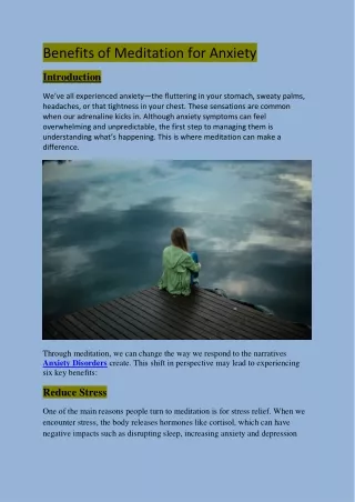 Benefits of Meditation for Anxiety