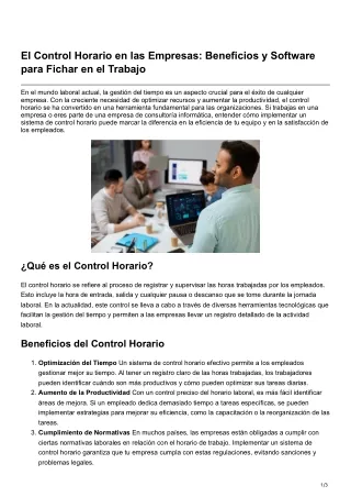 El Control Horario en las Empresas Beneficios y Software para Fichar en el Trabajo