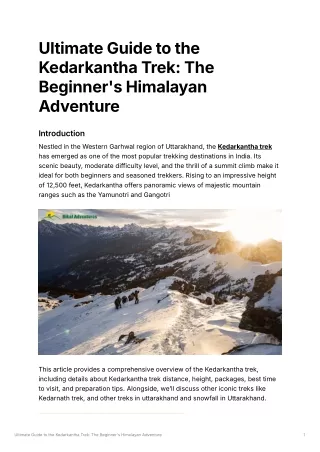 Ultimate Guide to the Kedarkantha Trek: The Beginner's Himalayan Adventure