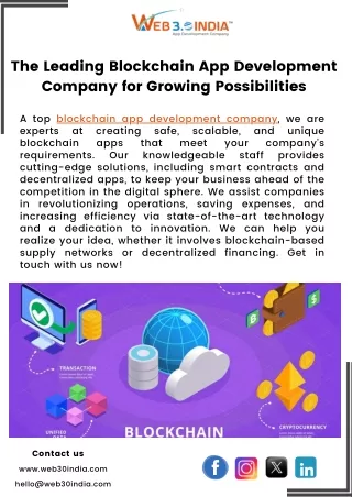 The Leading Blockchain App Development Company for Growing Possibilities