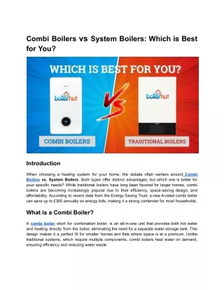 Combi Boilers vs. Traditional Boilers