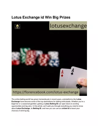 Lotus Exchange id Win Big Prizes