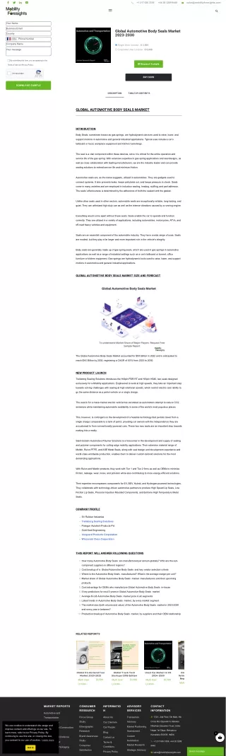 Global Automotive Body Seals Market Trend
