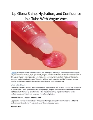 Lip Gloss: Shine, Hydration, and Confidence in a Tube With Vogue Vocal