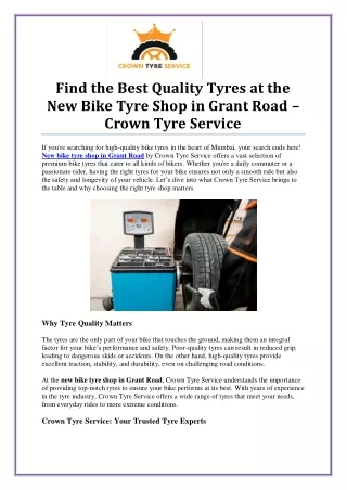 Top New Bike Tyre Shop in Grant Road | Quality Tyres at Best Prices