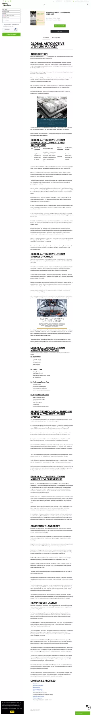 Global Automotive Lithium Market Trend