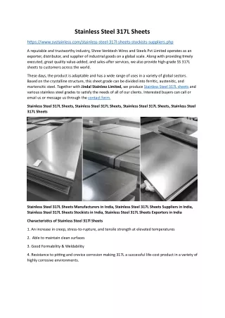 Stainless Steel 317L Sheets