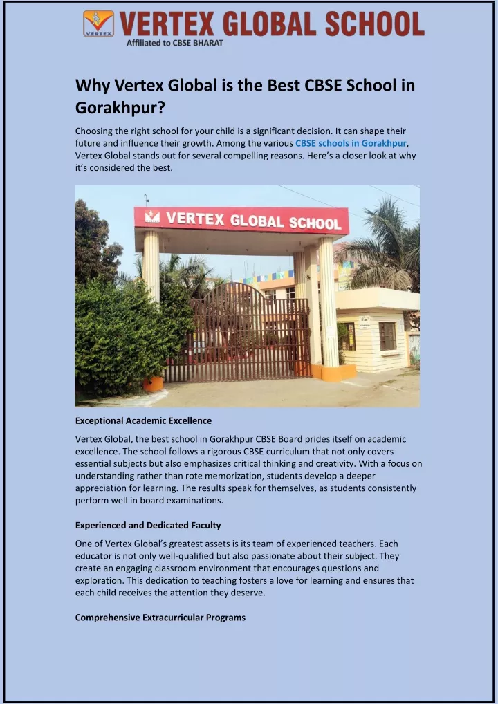 why vertex global is the best cbse school