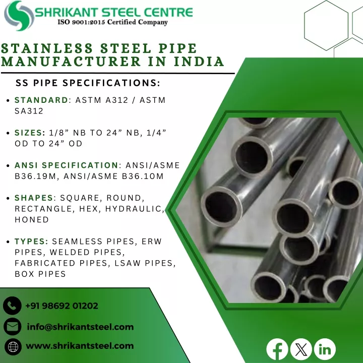 stainless steel pipe manufacturer in india