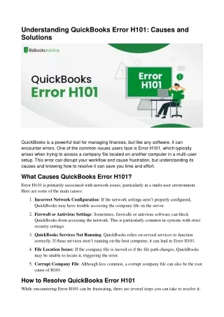 QuickBooks Error H101: Easy Fixes Explained