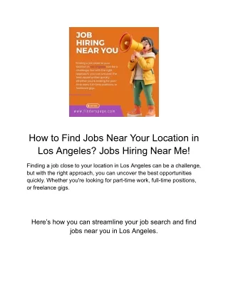 How to Find Jobs Near Your Location in Los Angeles? Jobs Hiring Near Me!