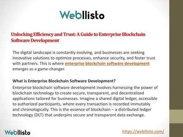 unlocking efficiency and trust a guide to enterprise blockchain software development