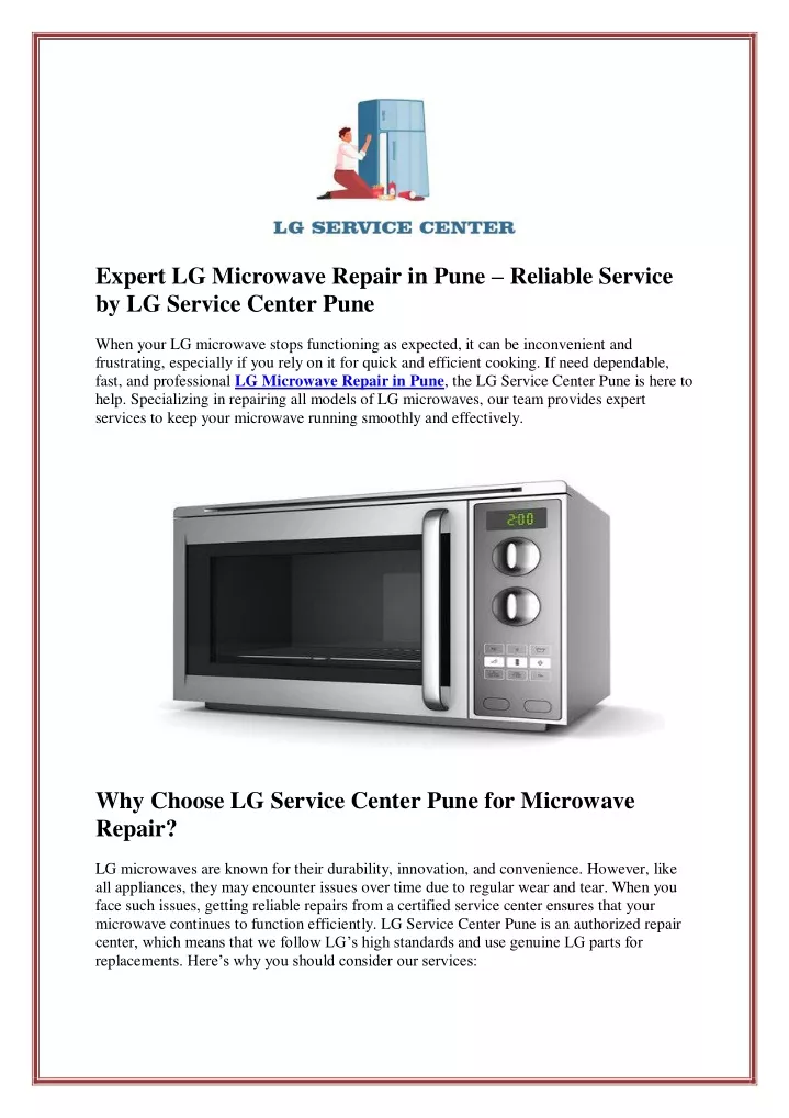 expert lg microwave repair in pune reliable