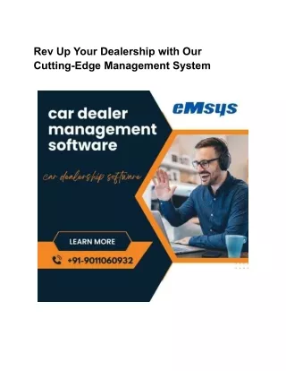 rev up your dealership with our cutting edge