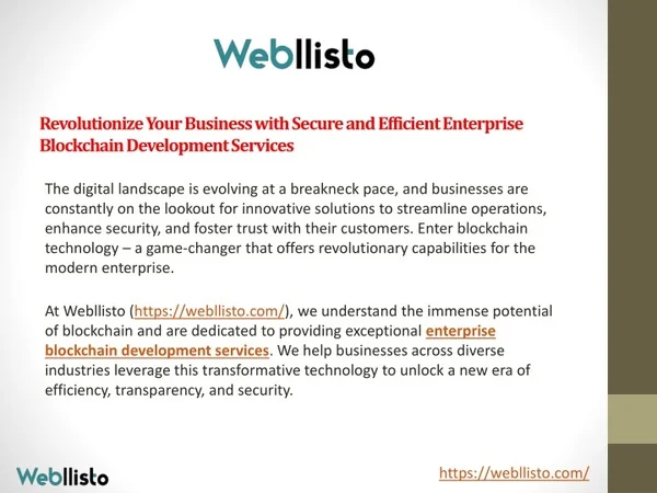 revolutionize your business with secure and efficient enterprise blockchain development services